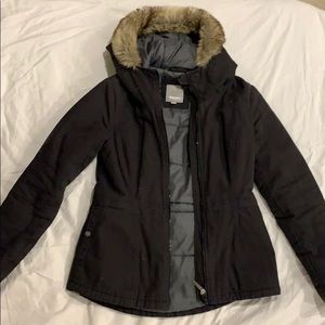 black warm bench parka jacket
